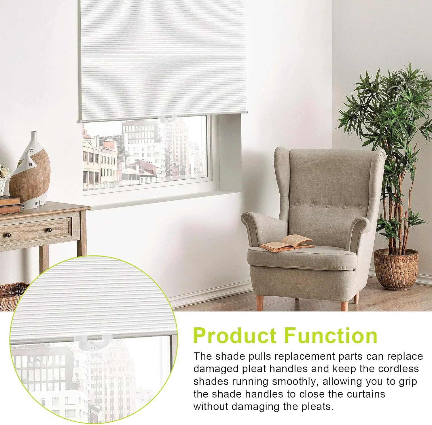 Cordless Honeycomb Shade Lift Handles for Hunter Douglas (3 PCS, Clear)