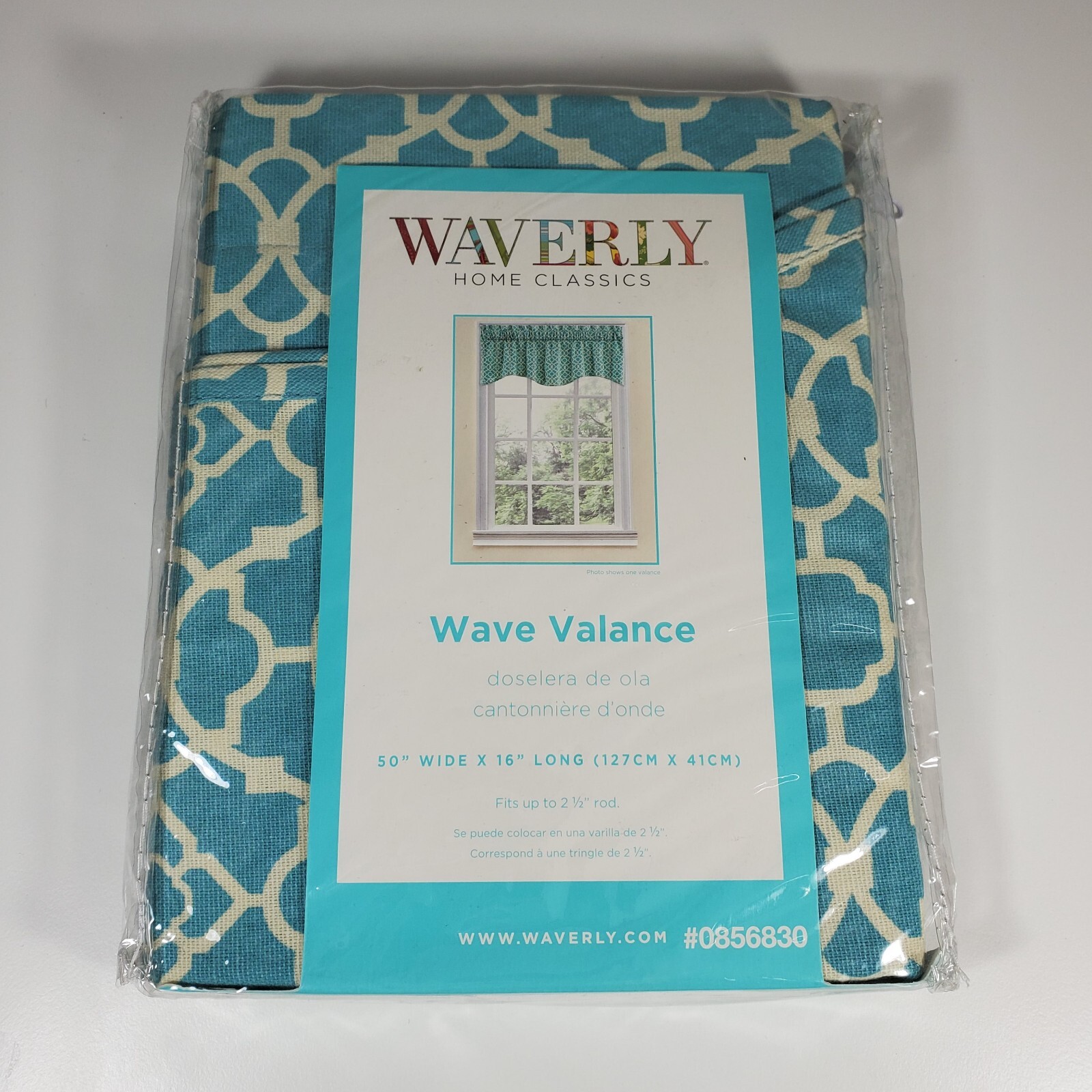 Waverly Wave Valance Lovely Lattice Teal Blue 50″ W x 16″ L Cotton 0856830