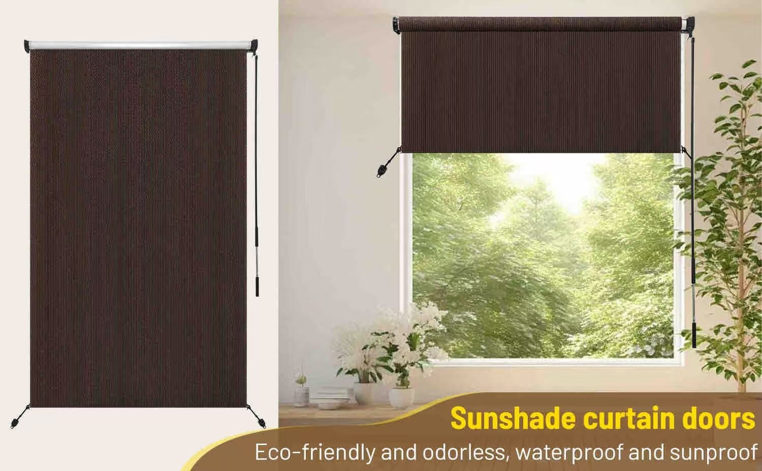 Roller Shade 4’Wx6’H Fabric Blind, Cordless Roll Up Shade,90% UV Protection