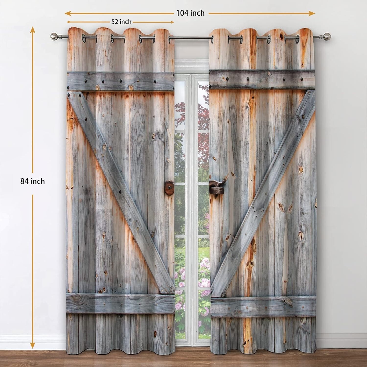 Cozy Wood Barn Door Blackout Curtains – 52″w x 84″l Grommet Drapes for Any Room