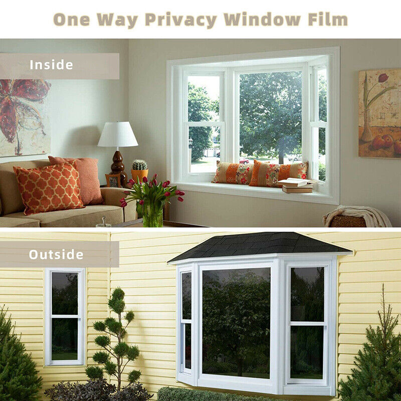 One-Way Mirror Window Film Privacy Tint Sun UV Reflective Heat Control for House