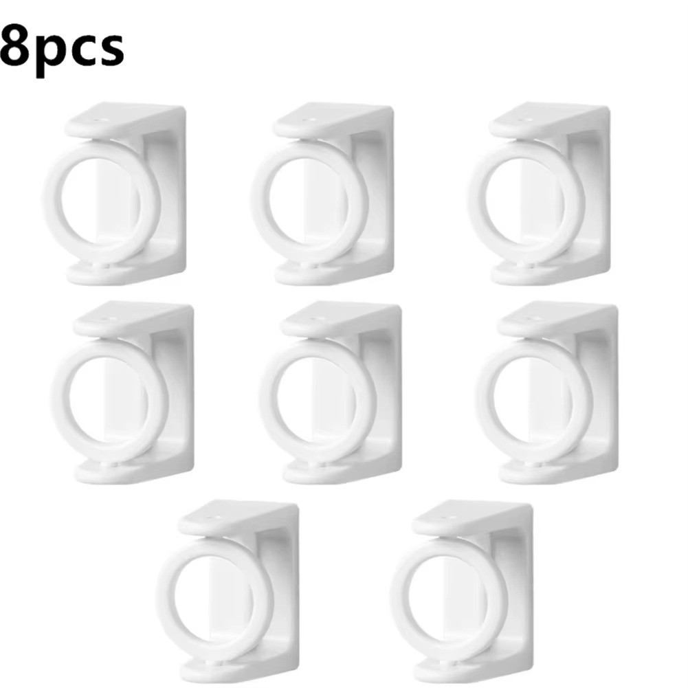 8PCS Nail Free Adjustable Curtain Rod Clip Brackets Self Adhesive Holder Hooks