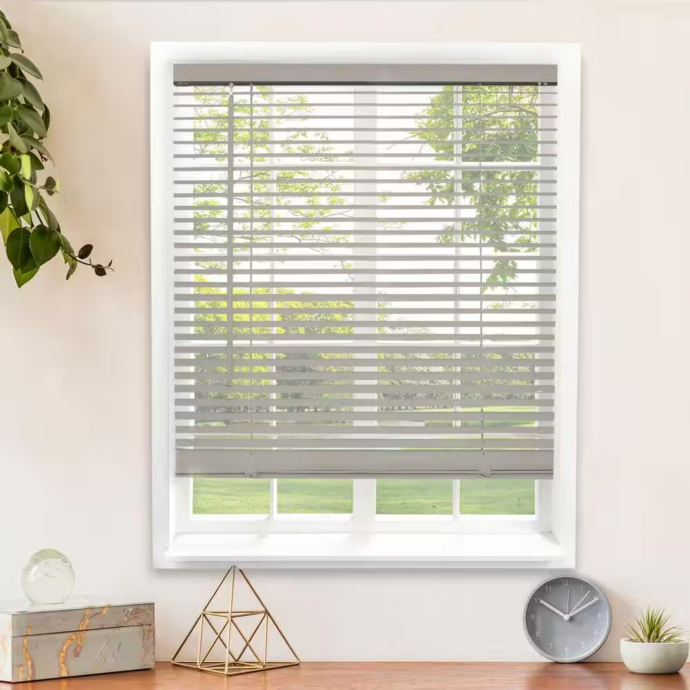 Gray Cordless Room Darkening 1 In. Vinyl Mini Blind – 29 In. W X 36 In. L