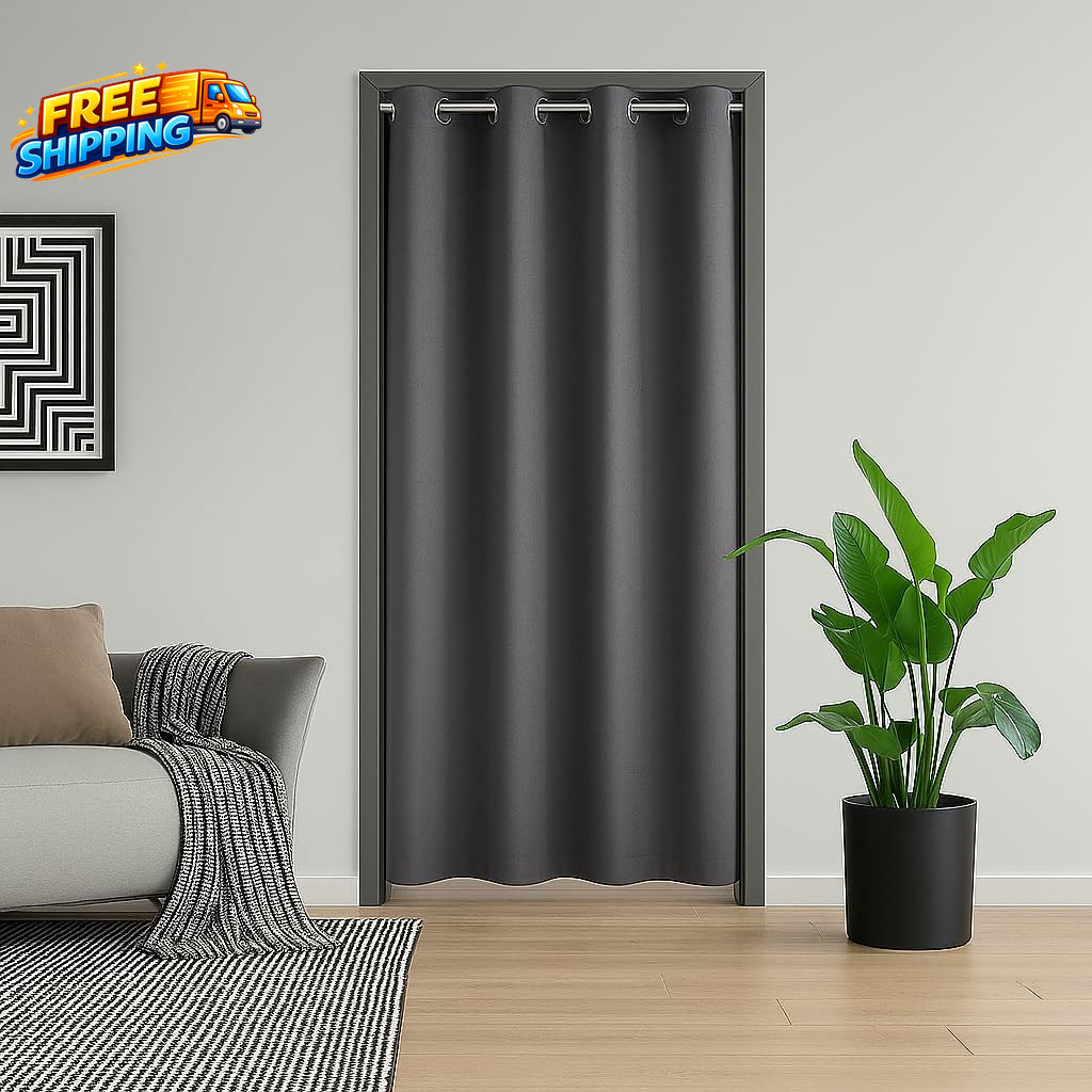 Blackout Door Curtain 80 Inch Thermal Insulated Room Darkening Privacy Doorway C
