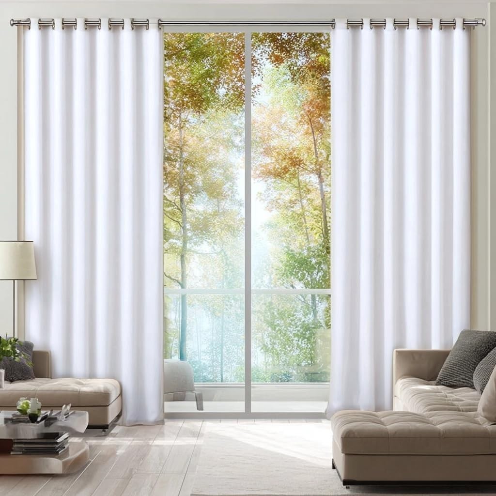 Blackout Curtains with Metal Rings, Suitable for Bedroom/Living Room, Glass