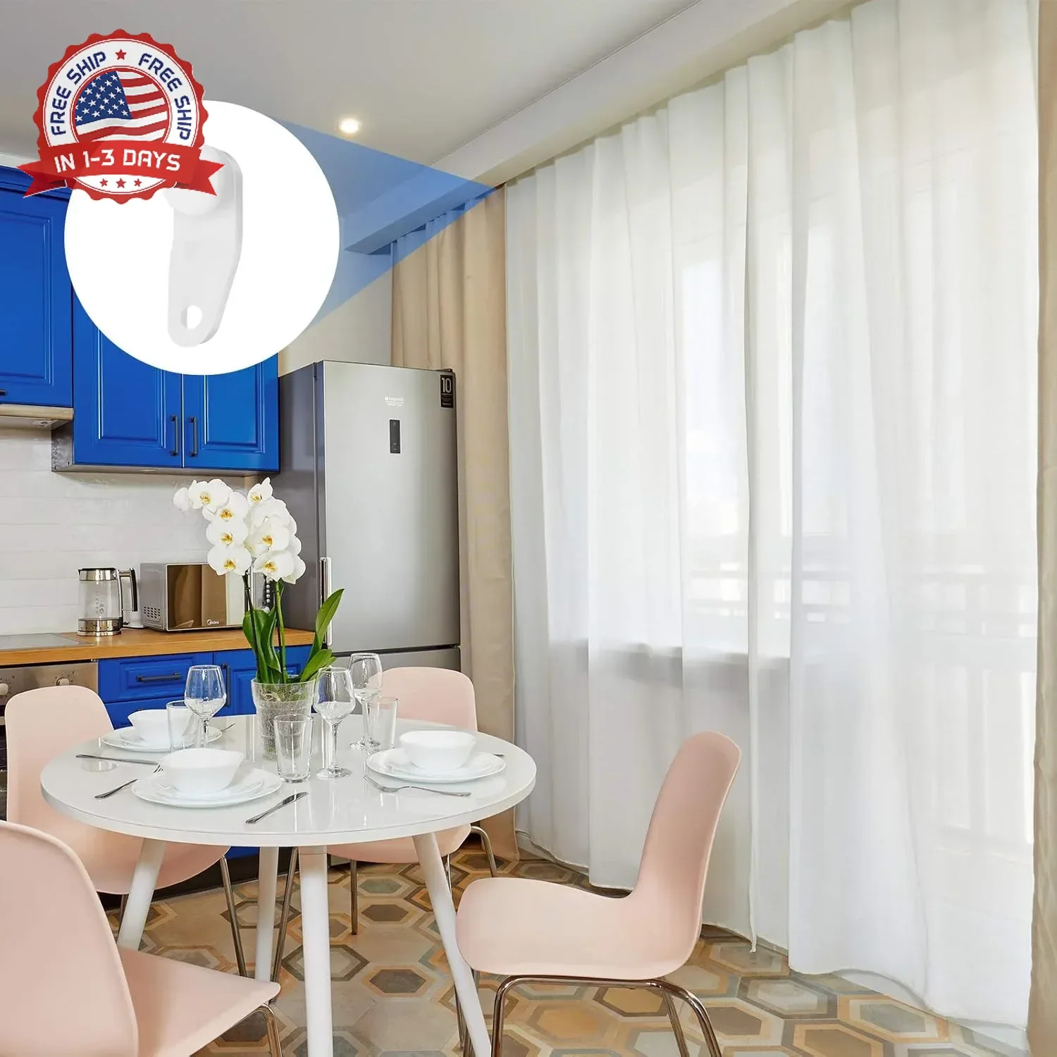 Patelai 100 Pieces Traverse Rod Slides Curtain Replacement White Plastic Snap in