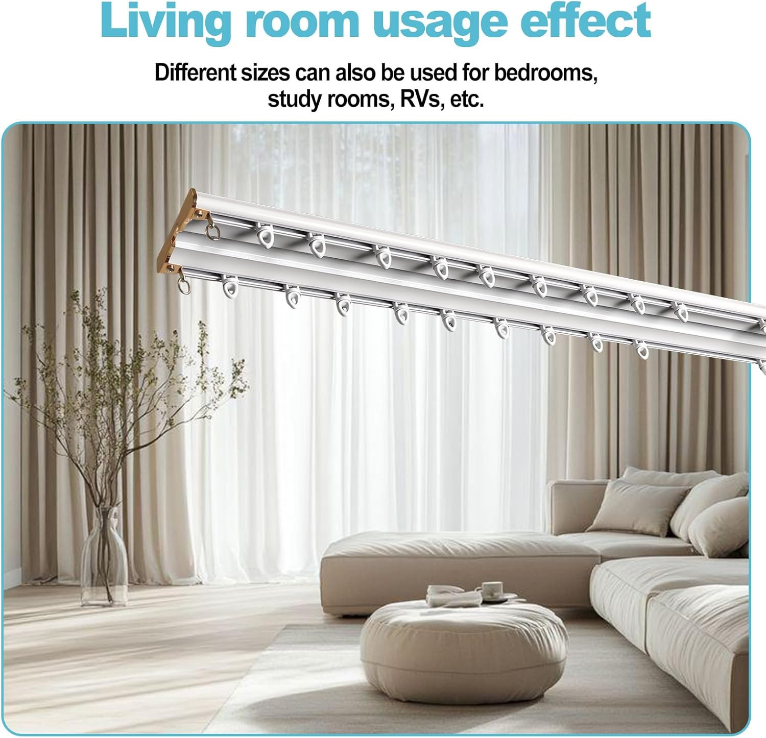 Double Curtain Track Ceiling Mount 10Ft,Heavy-Duty Aluminum Curtain Rail, 3.78″