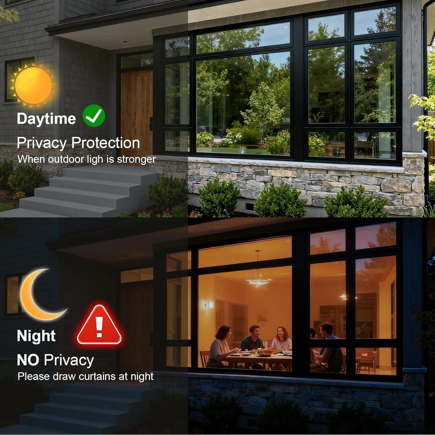 Privacy Window Film – Reflective Heat Blocking Tint, Anti-UV, Static Cling, Remo