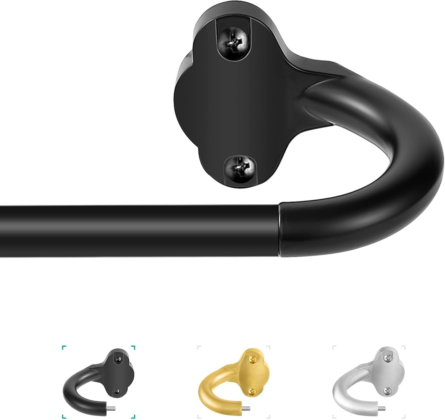 Black Wrap Around Curtain Rod 28-48 Inch Adjustable 5/8” Heavy Duty Metal Set