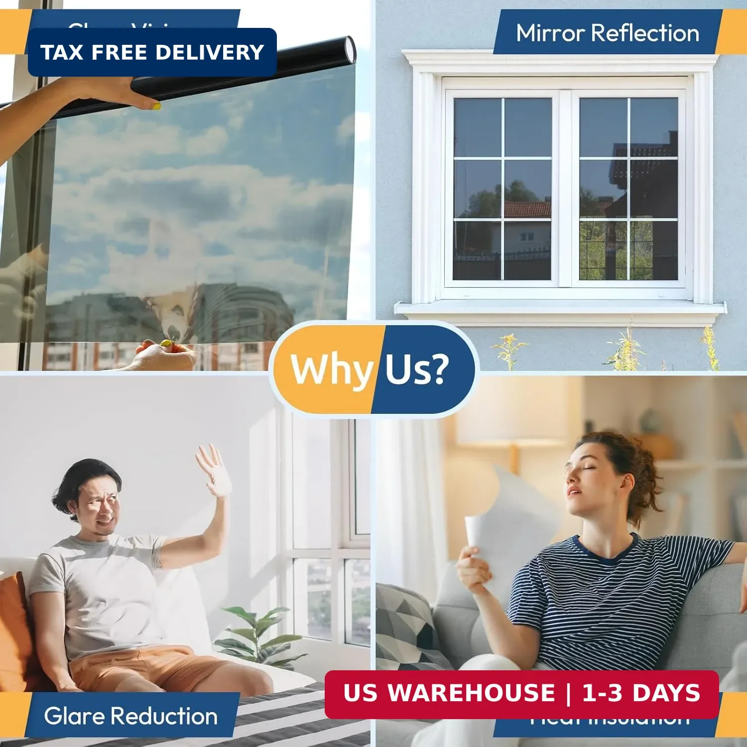 rabbitgoo One Way Window Privacy Film, Black, 17.5″ x 196.8″ | Window Tint for H