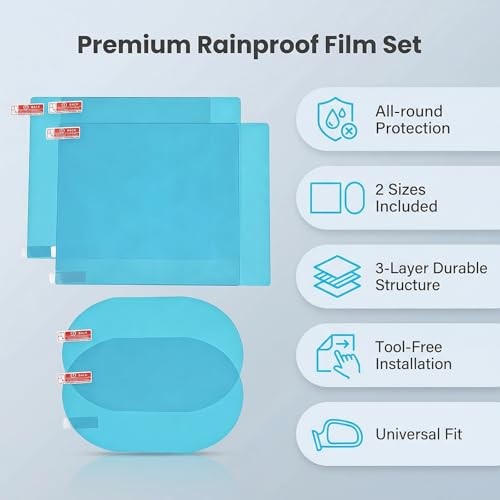 4Pcs Transparent Oval Car Rearview Mirror Waterproof Films Rectangular