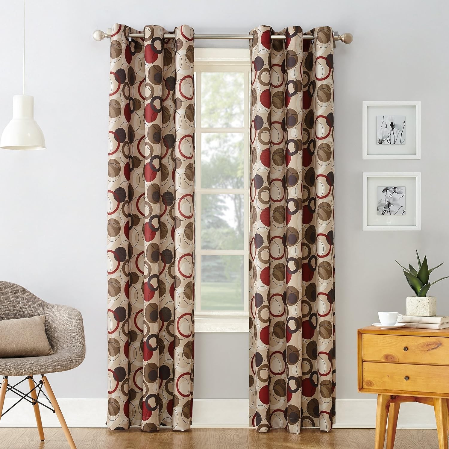 Celestial Celestial Print Semi-Sheer Grommet Curtain Panel, 48″ x 84″, Paprika