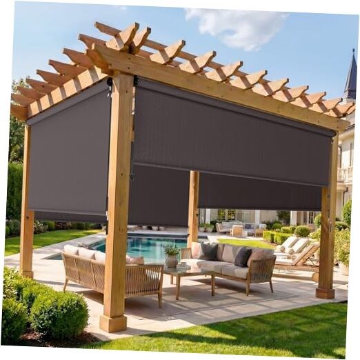 Outdoor Roller Shade, 420GSM New Material Patio Shade with 72″W x 72″H Brown