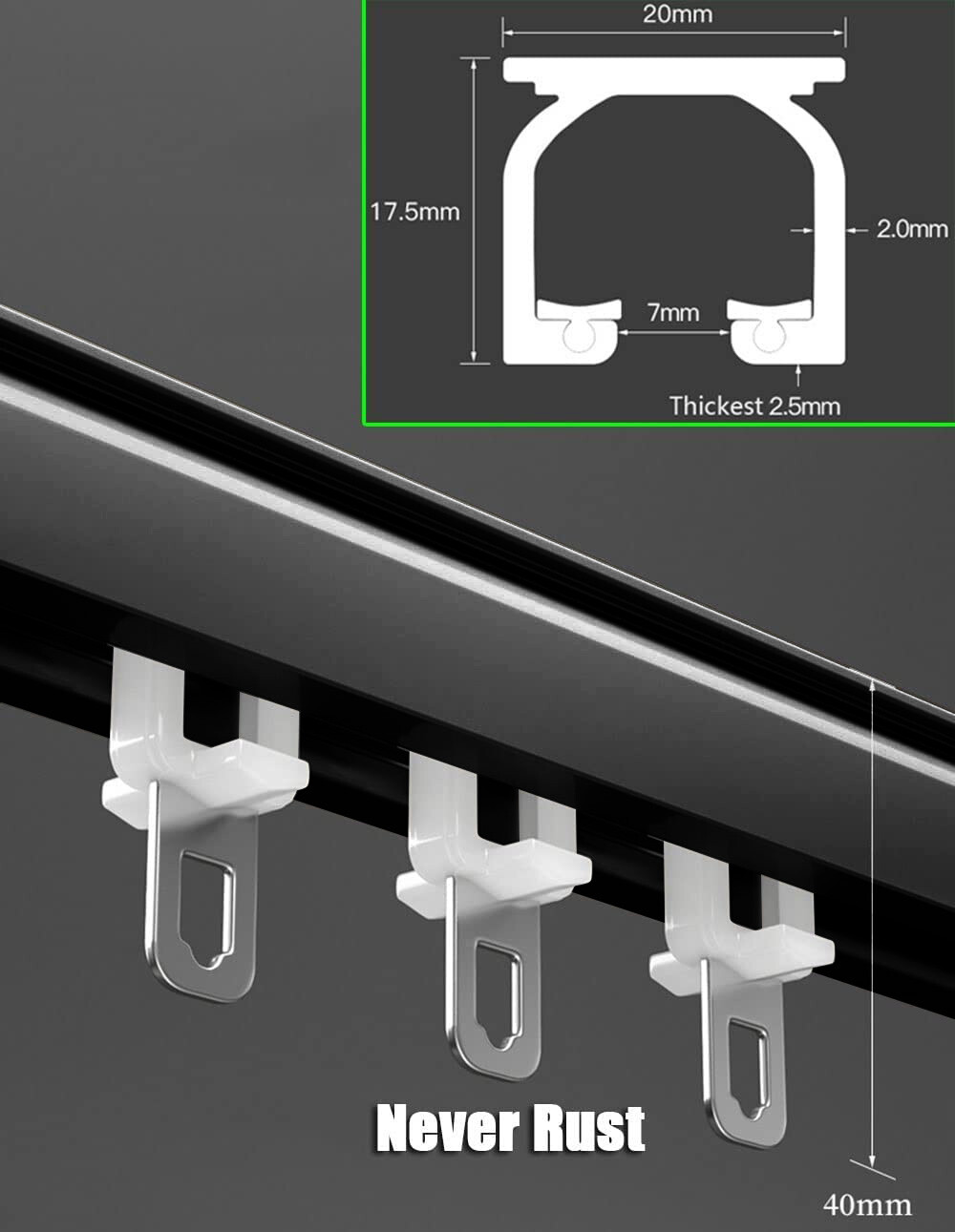 Heavy Duty Curtain Track System – 2M Silent Aluminum Rails Ceiling&Wall Mount