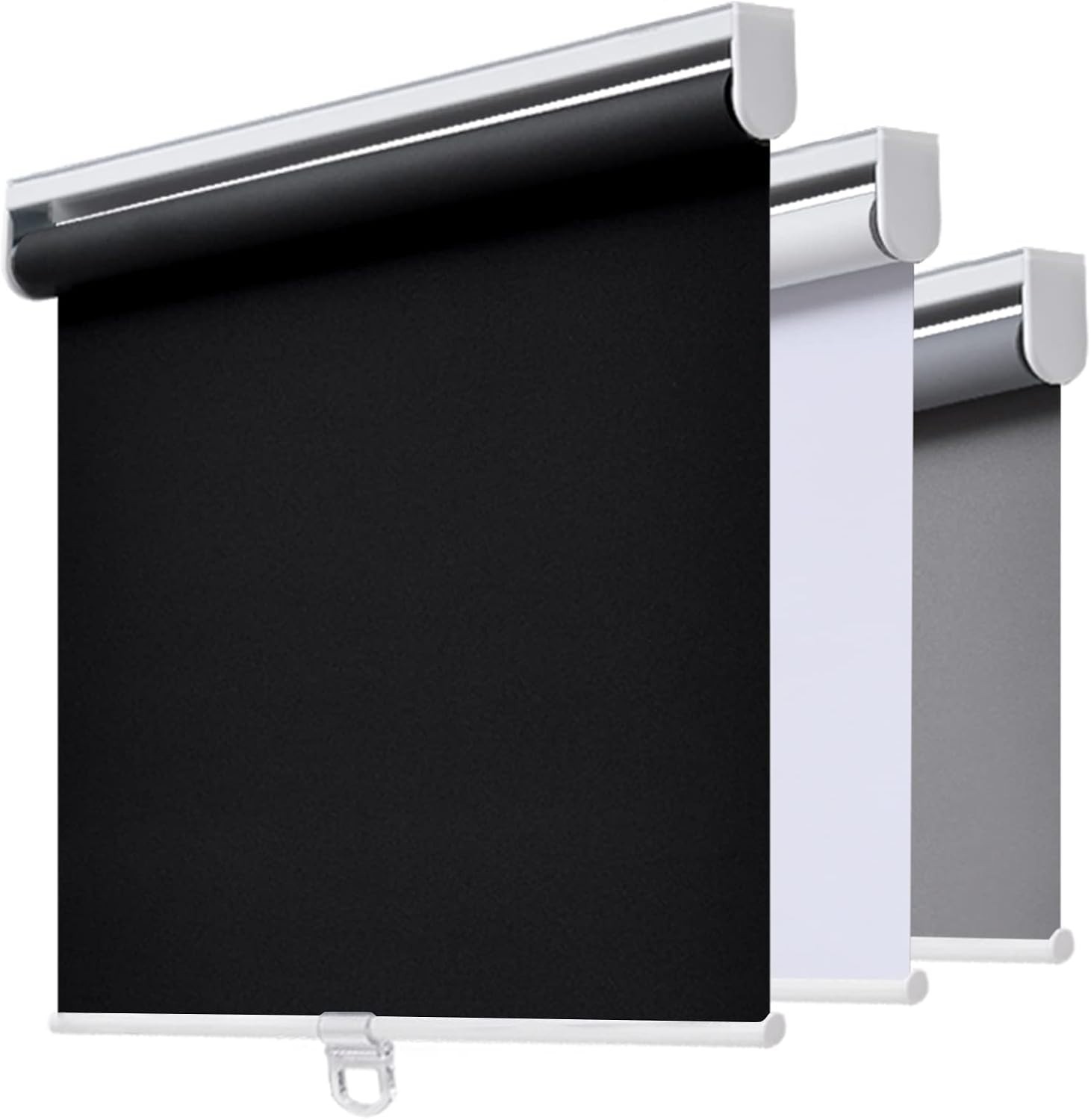 Elegant Black Cordless Roller Shades 23″ W x 72″ H – Total Blackout with UV P…