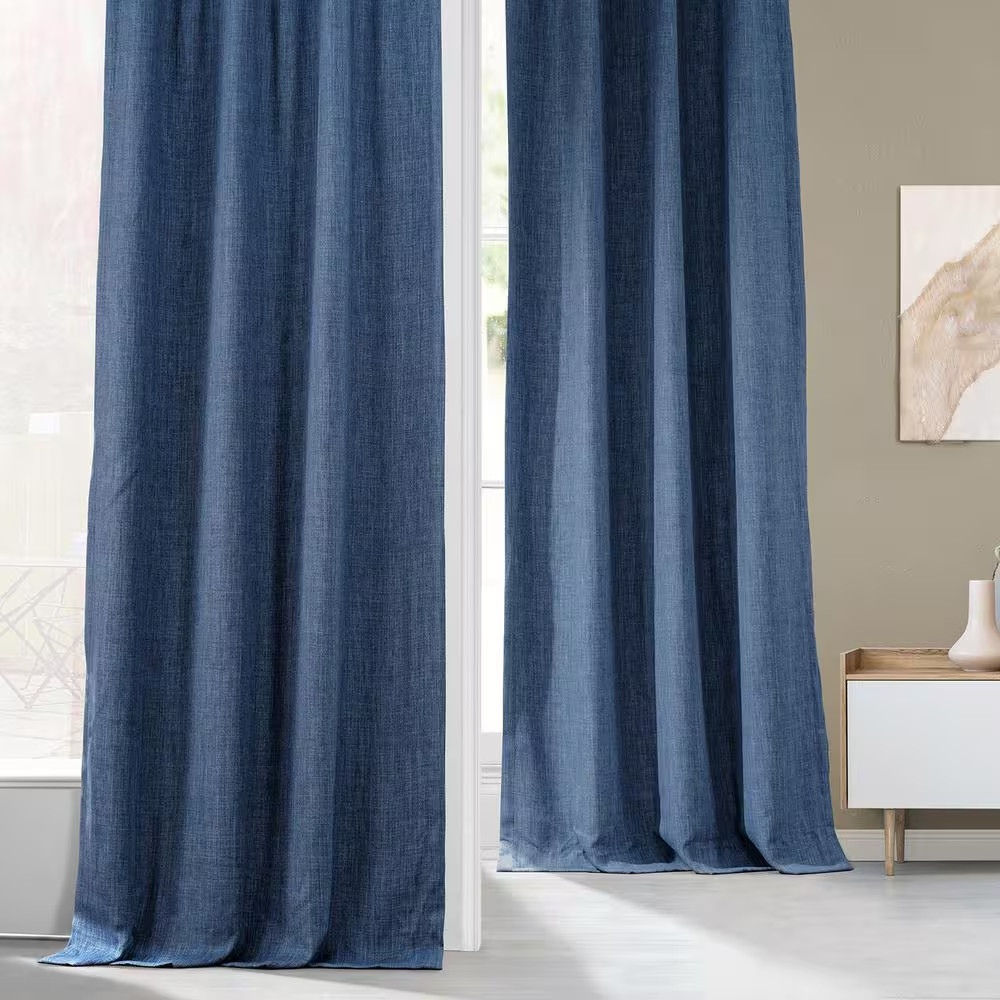 Denim Solid Rod Pocket Room Darkening Curtain – 50 In. W X 108 In. L (1 Panel)