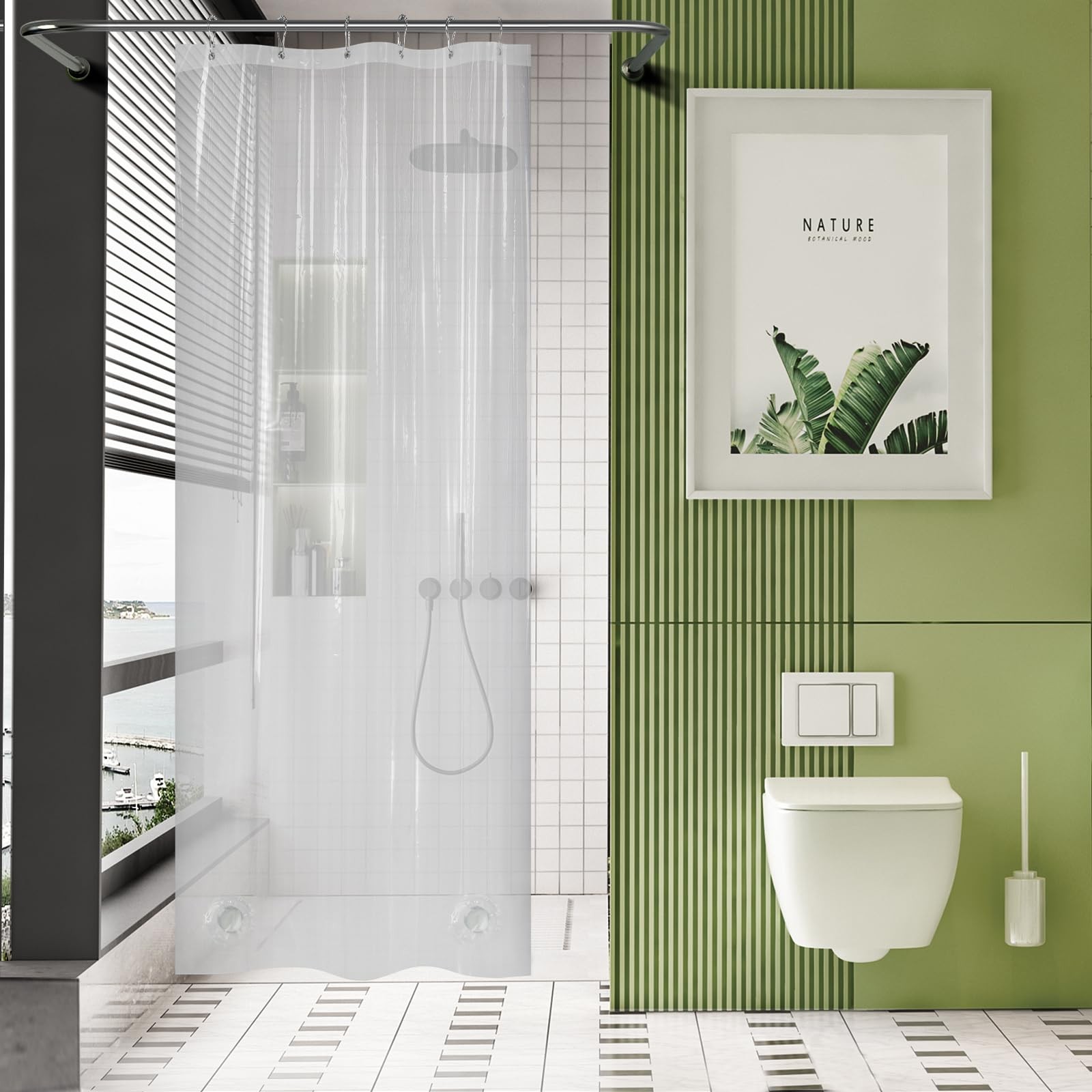 AmazerBath Stall Shower Curtain Liner 36×72, 36″W x 72″L (Pack of 1), Clear