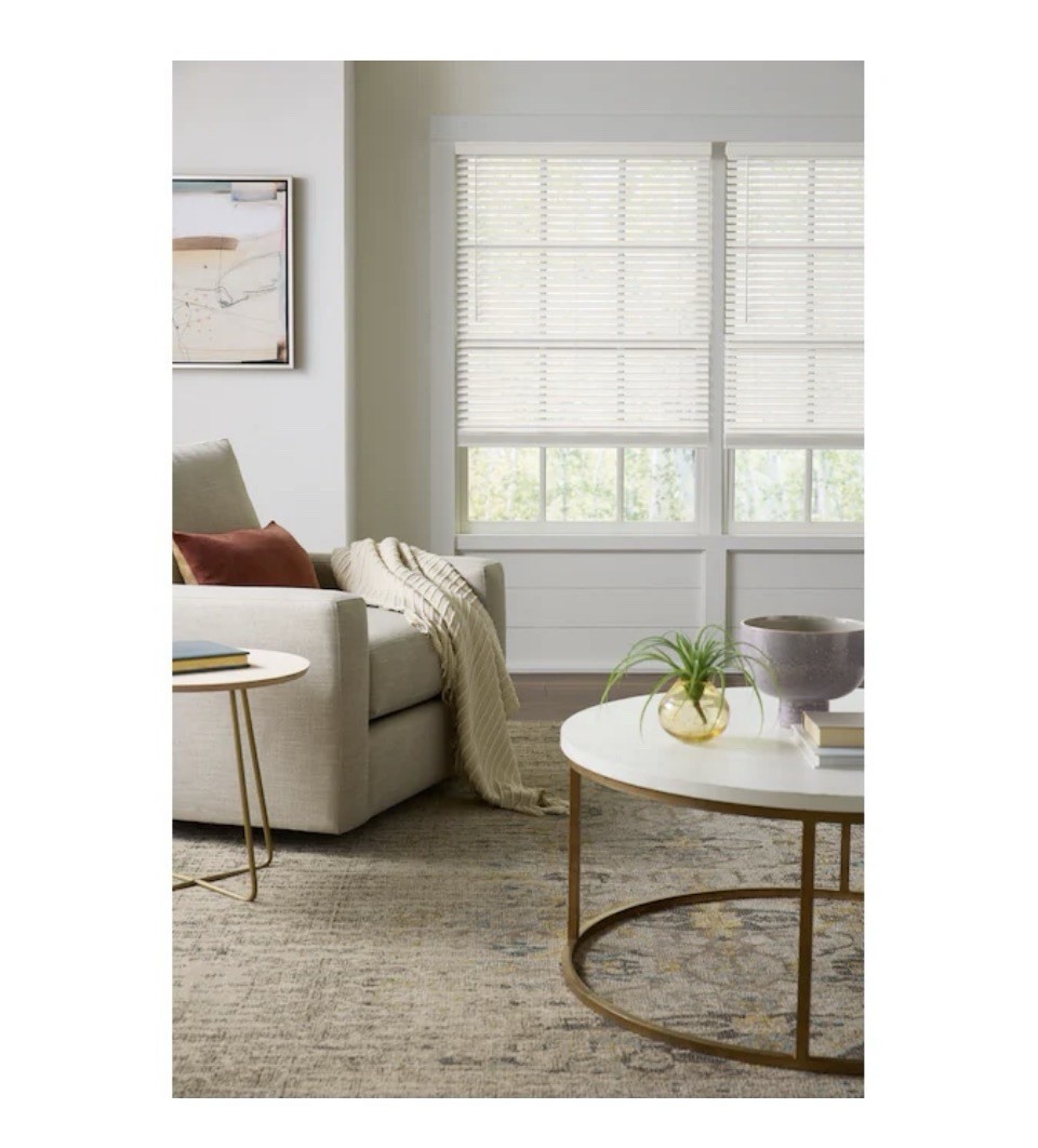 Levolor 47-in X 64-in 2 in Slat Cordless White Faux Wood Blinds