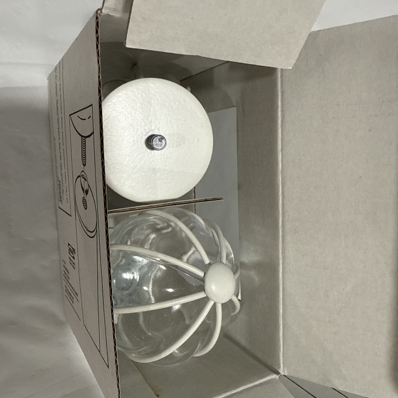 2x packs Ikea pair BLAST curtain rod finials, white metal and glass, new in box
