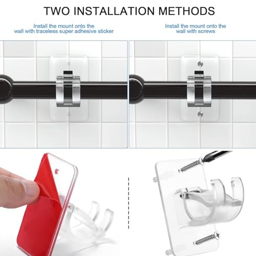 No-Drill Curtain-Rod Adhesive-Brackets Adjustable-Holder – 20 6PCS Transparent