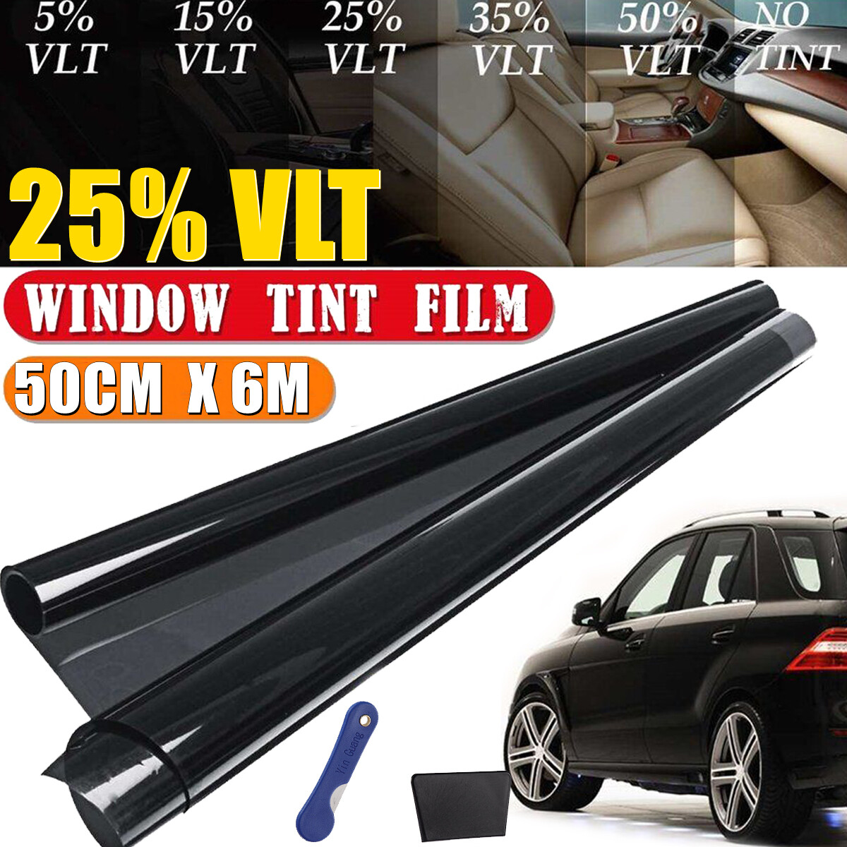 20″ x 20ft Uncut Roll Window Tint Film 5% 15% 25% 35% VLT Car Home Office Glass