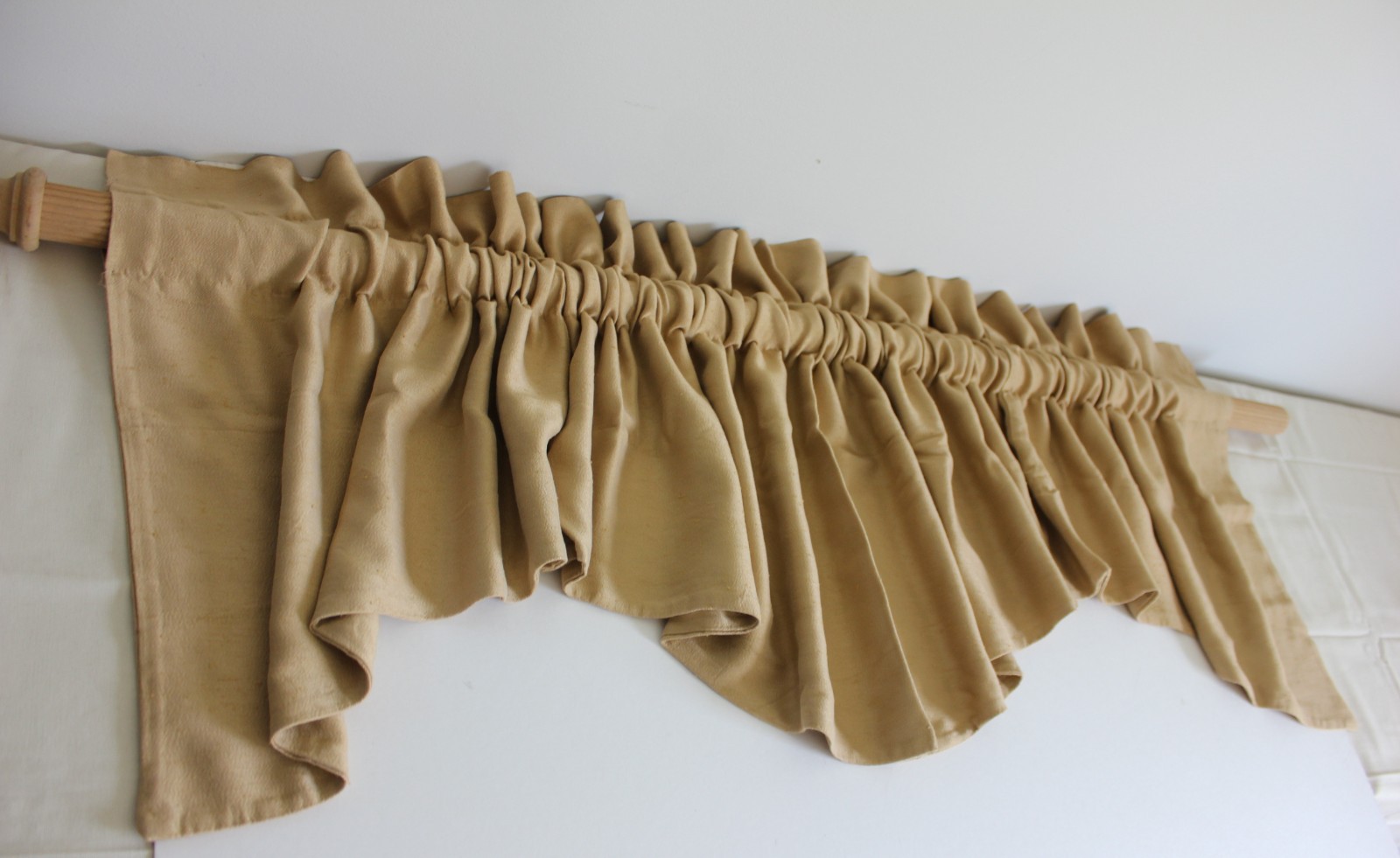 Traditional Tan Ochre Valance 85″ Tapered Tails Double-Sided Rod Pocket