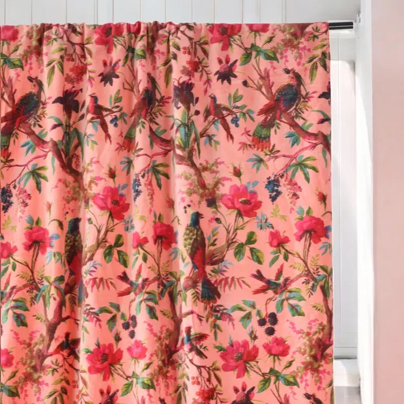 INDIAN VINTAGE COTTON VELVET CURTAIN DRAPE WINDOW DECOR HEAVY DOOR CURTAIN