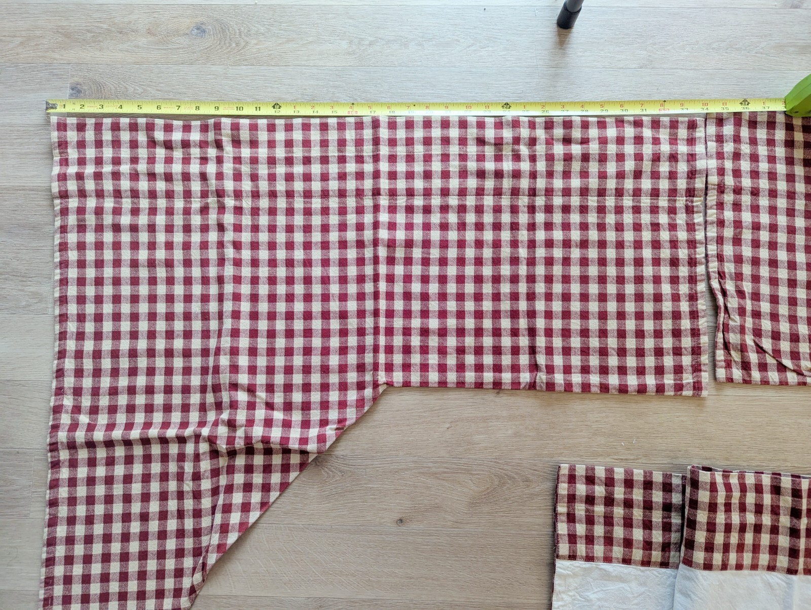Heritage Check Curtain Set, Barn Red & Khaki Tan, Swag Panels & 2 Valiances