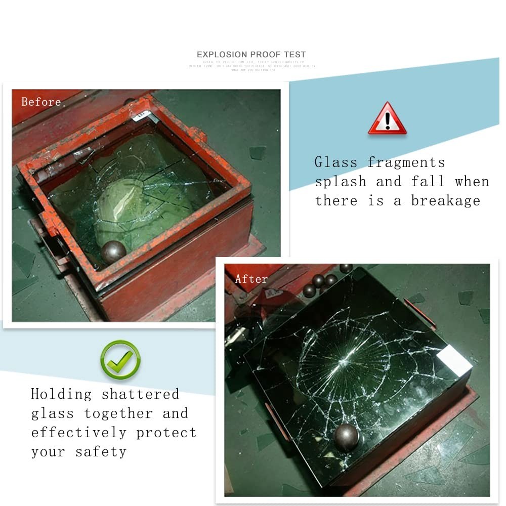 Clear Safety Window Film 2MIL UV Blocking Security Glass Protection Sticker 17.5