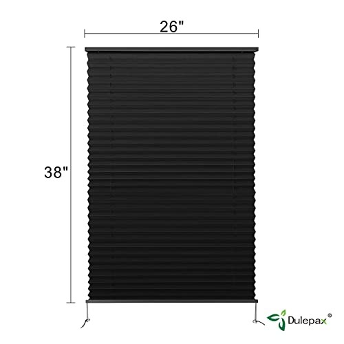 RV Pleated Shades, 26″ W x 38″ L Black Window Blinds for Camper, 26″W x 38″H