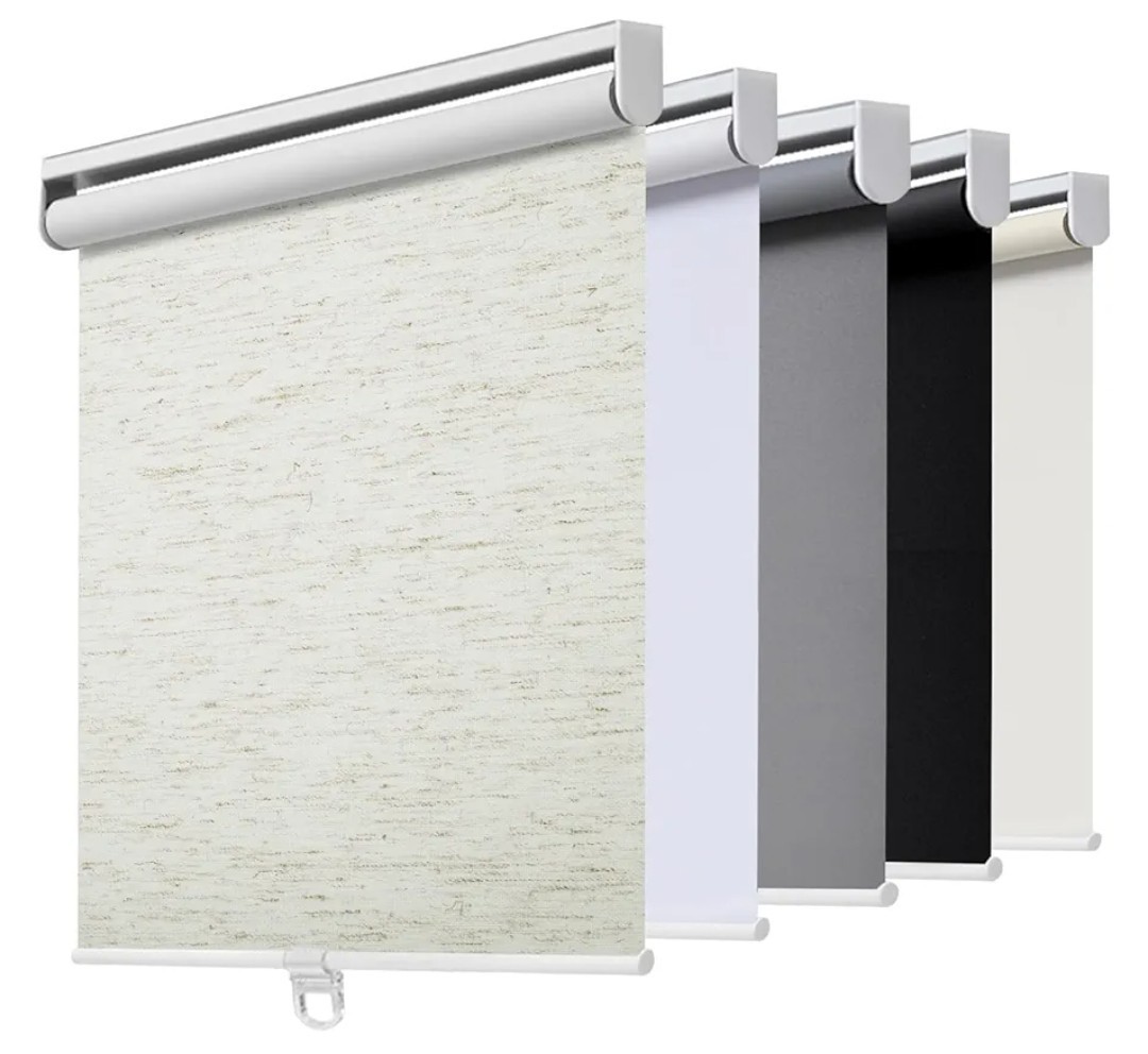 AOSKY Cordless Roller Shades Blackout Blinds 23″ W x 72″ H, Linen Cream
