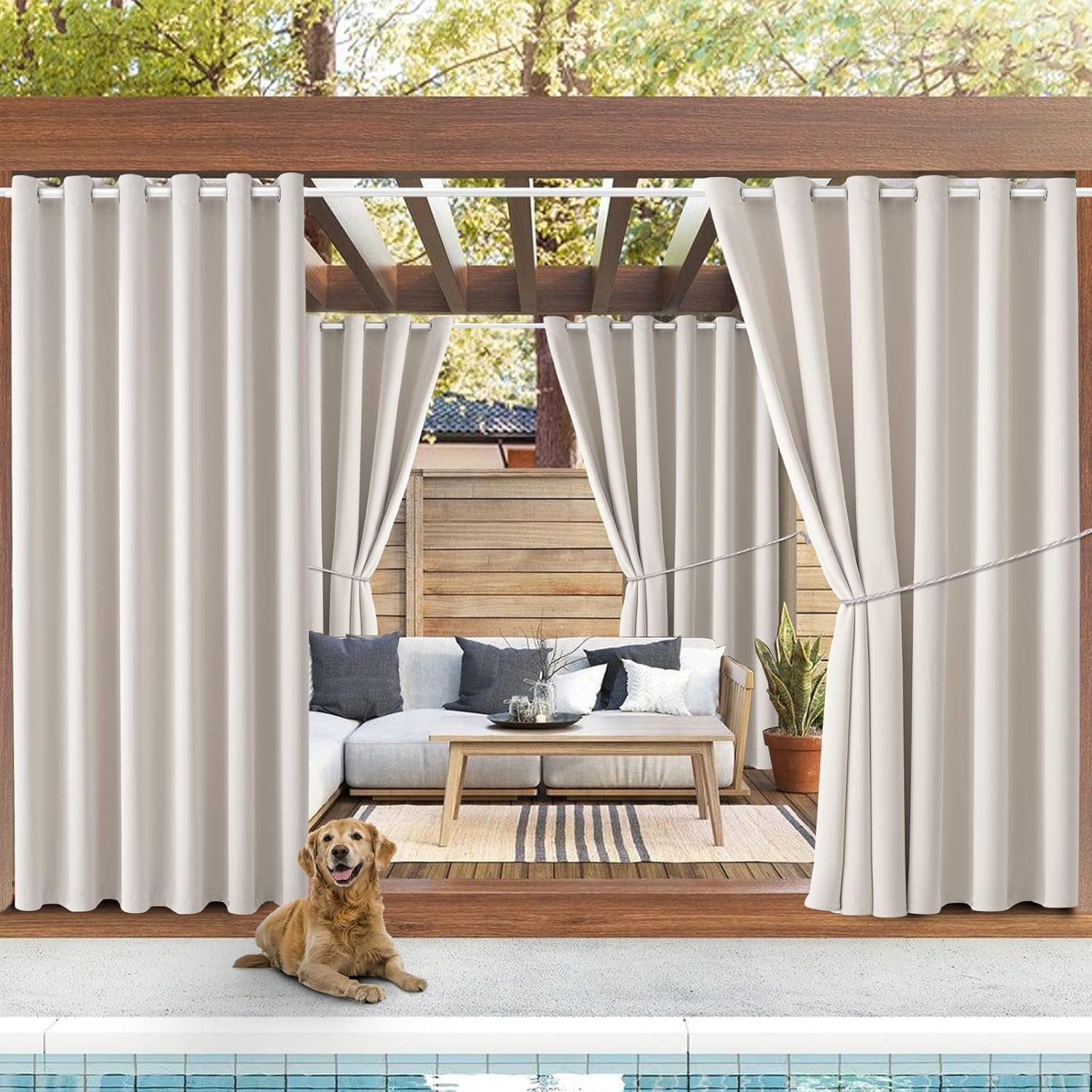 Waterproof Blackout Outdoor Curtains 84×120 – 2 Panels for Patio & Porch