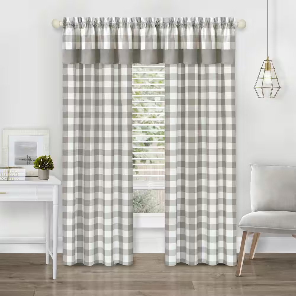 Hunter 42 In. W X 63 In. L Polyester Light Filtering Curtain Panel in Grey