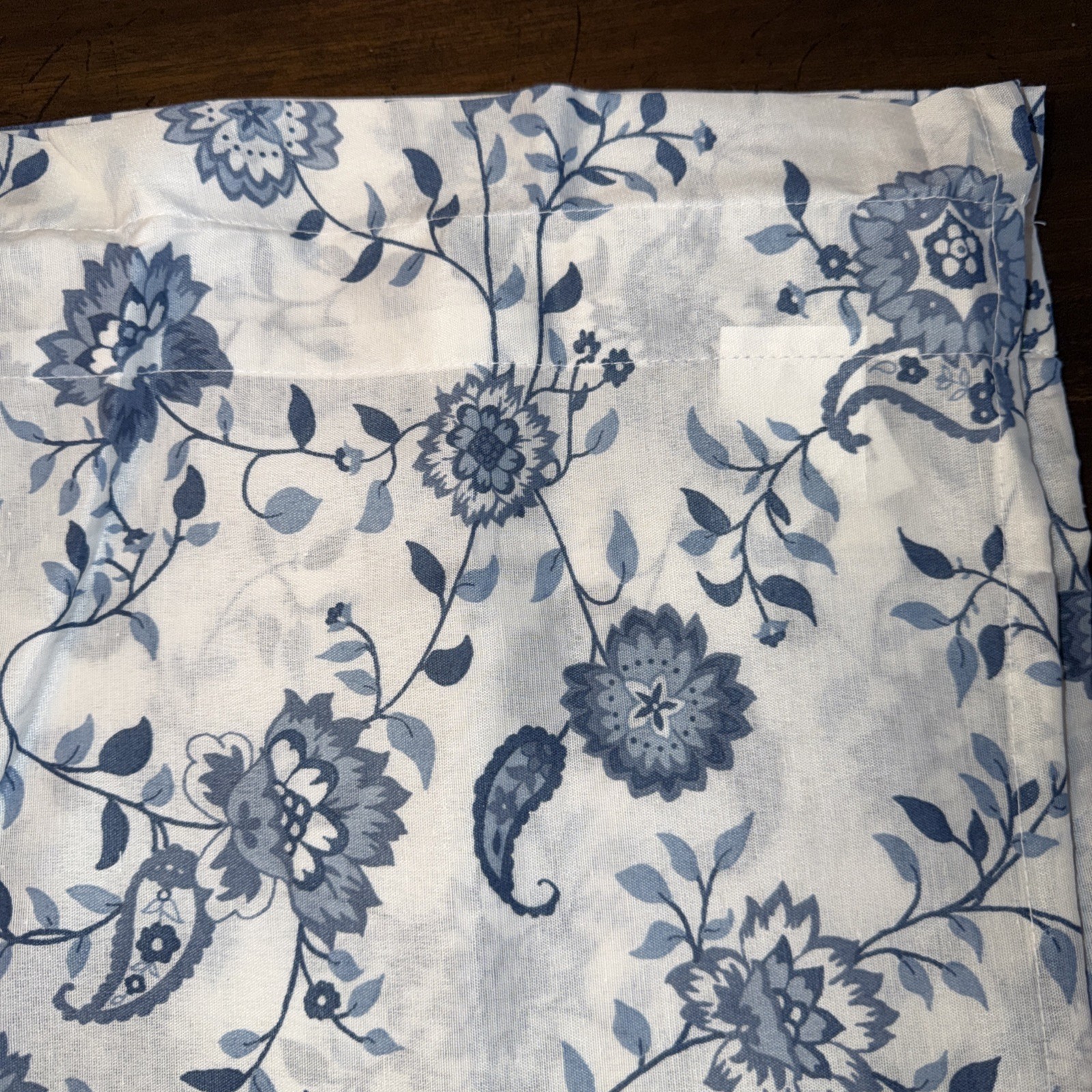 Window Valance Curtains Set of 2 Blue Floral/Stripe 58×24 Inch New