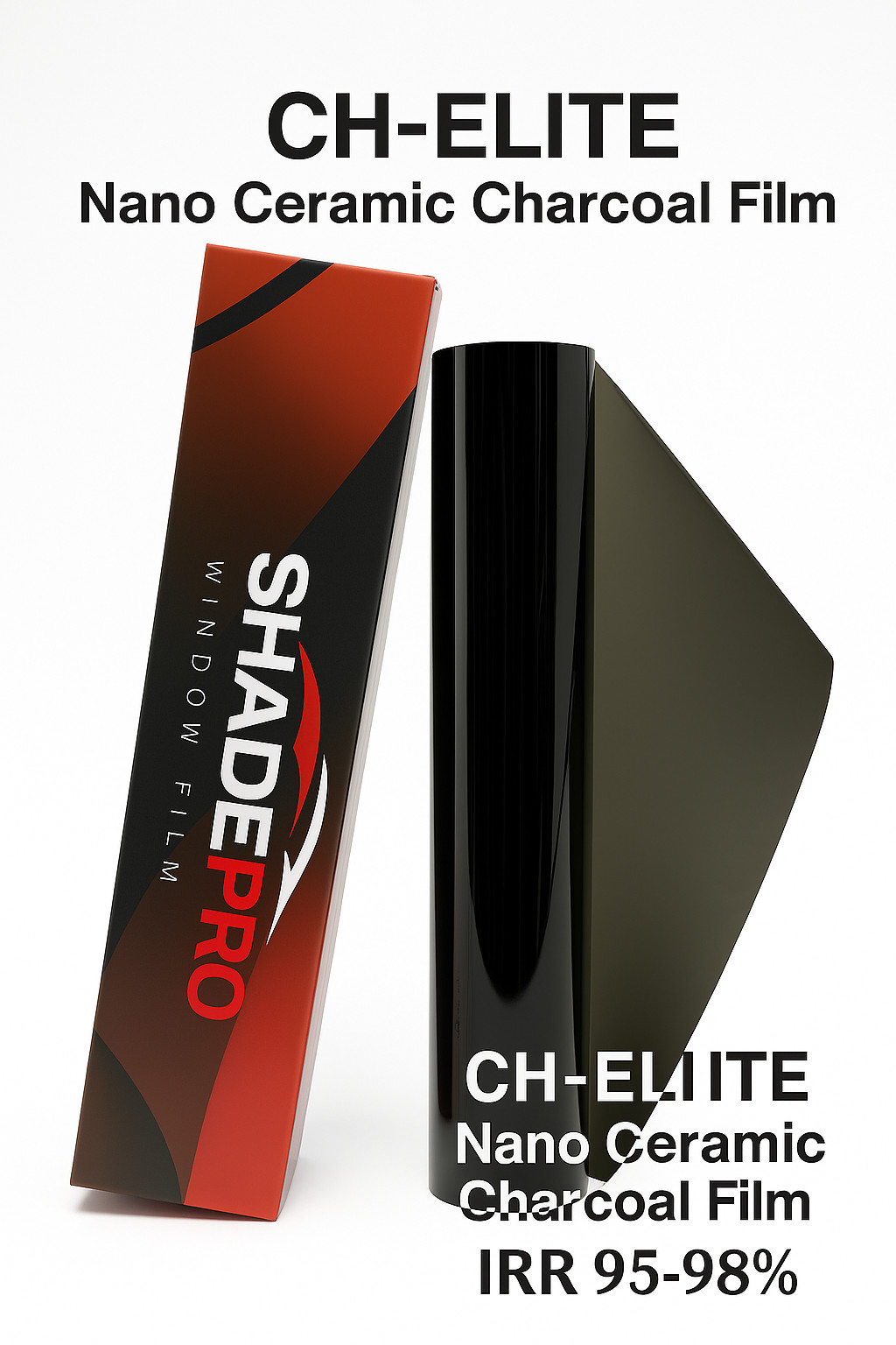 CH -Elite Nano Ceramic Charcoal Film Roll /Heat & UV Protection, Car/Home Film
