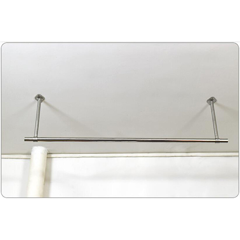 Stainless Steel Wardrobe Pipe Bracket Ceiling Mounted Curtain Rod Holder 25-32mm