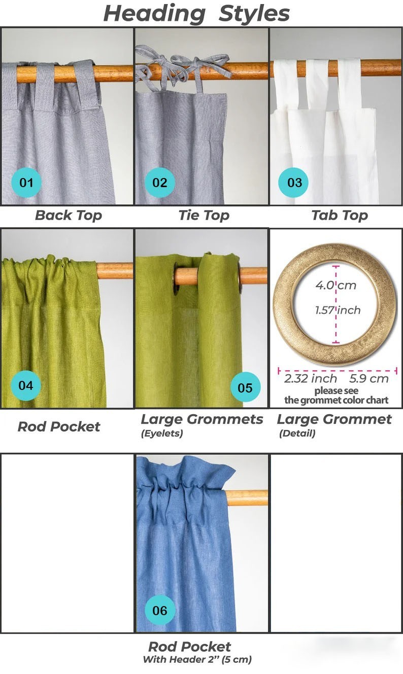 Elegant Linen Cafe Curtains – 17Color Extra Long & Short Custom Panels 100%