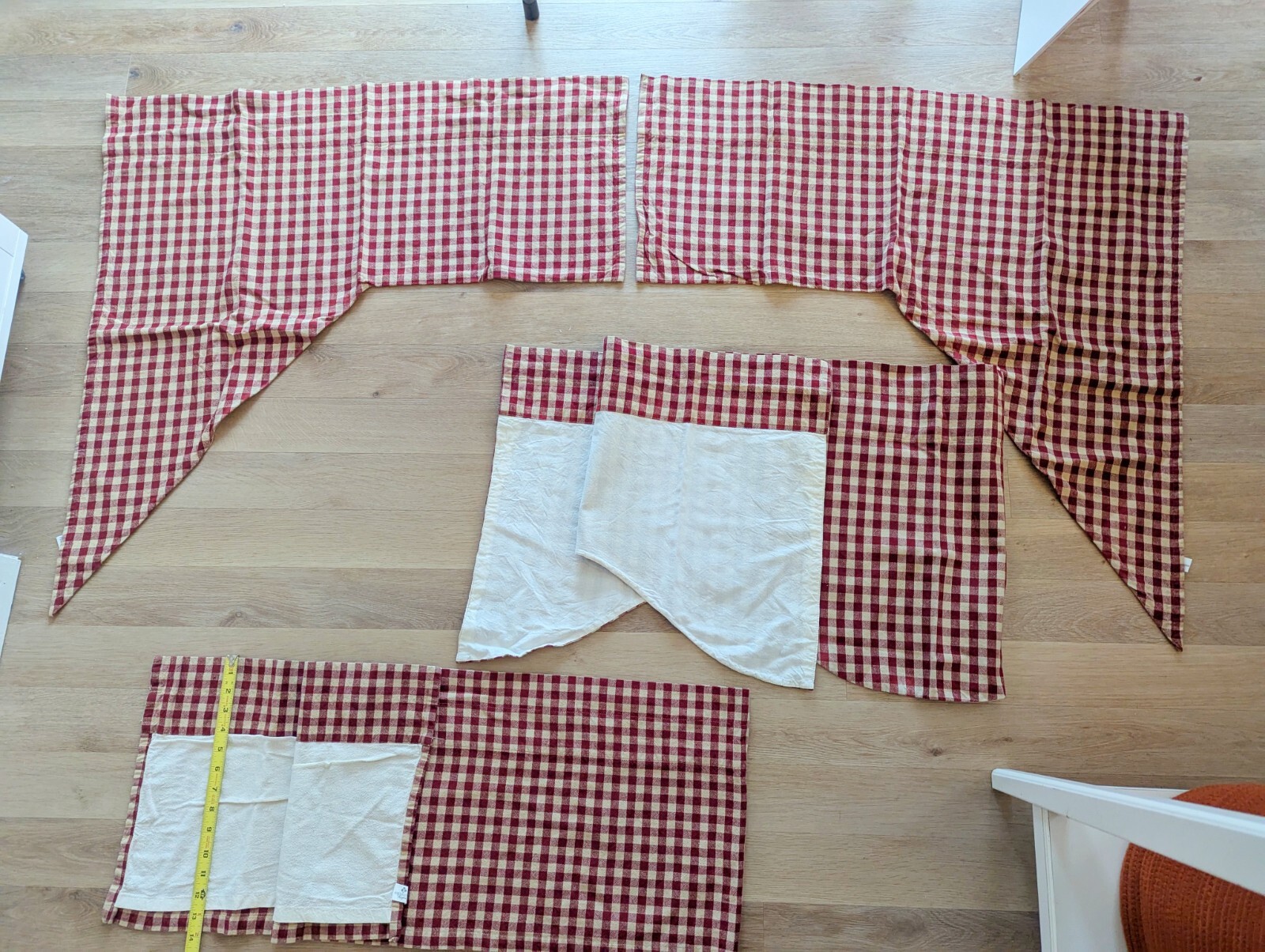 Heritage Check Curtain Set, Barn Red & Khaki Tan, Swag Panels & 2 Valiances