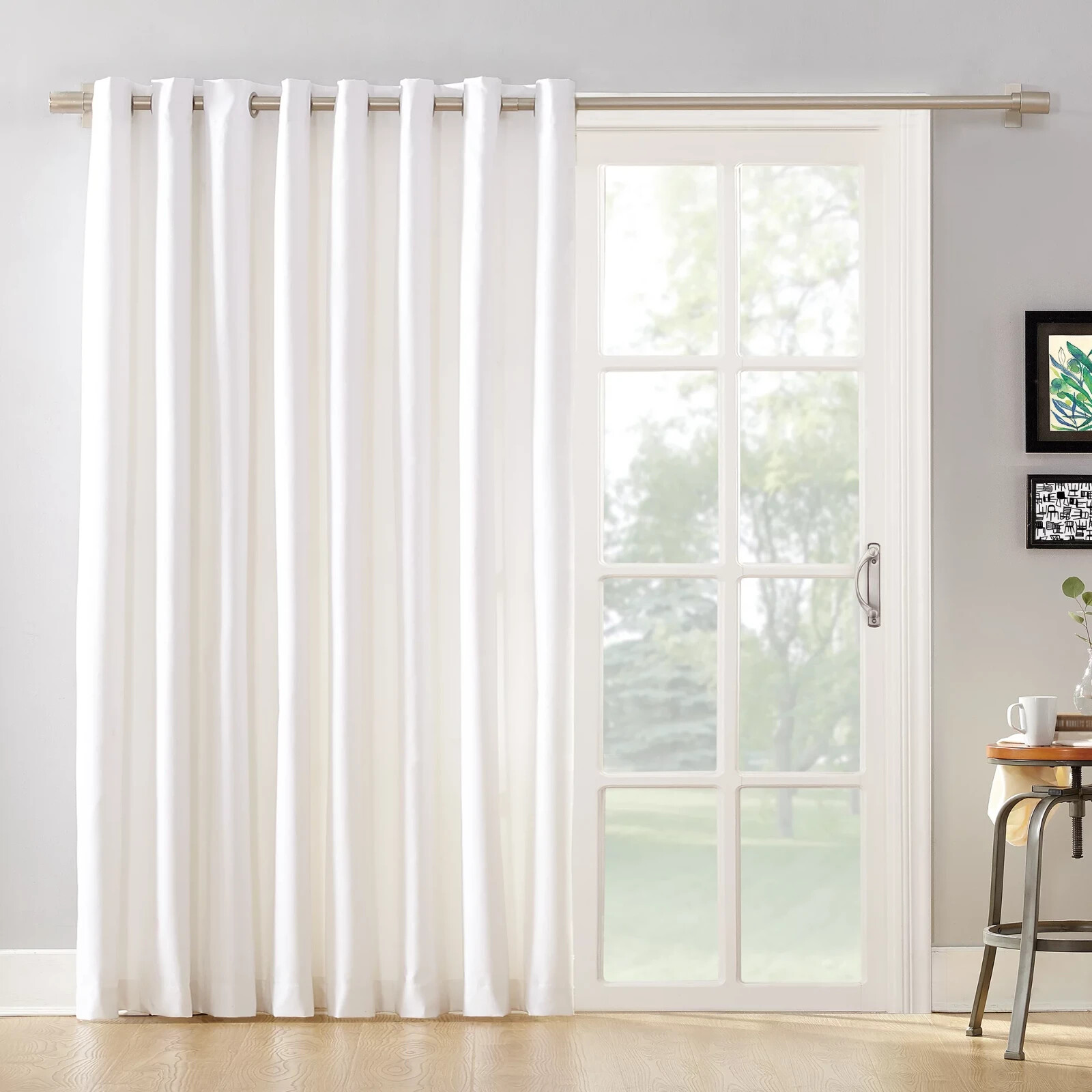 MAINSTAYS SLIDING GLASS DOOR THERMAL LINED DARKENING GROMMET PANEL,WHITE 100X84