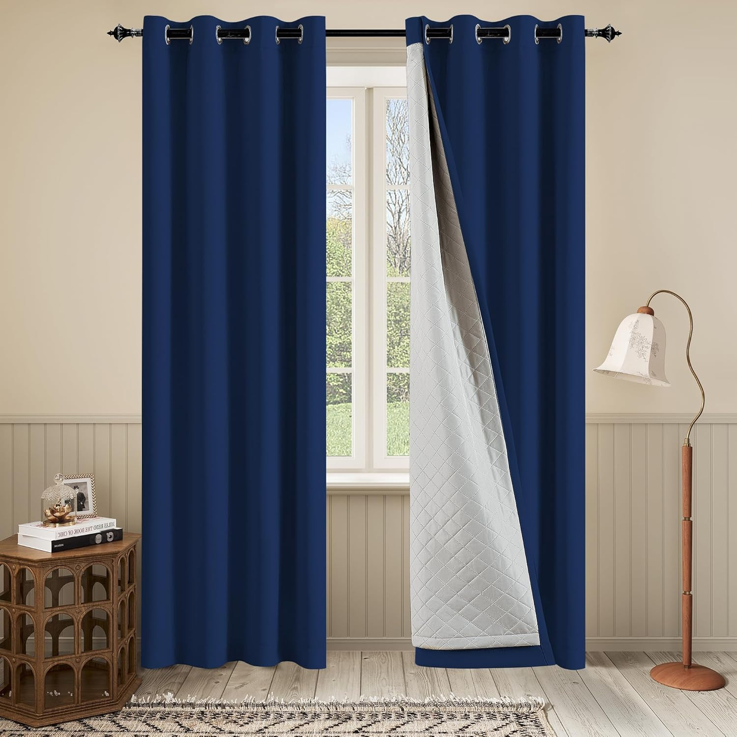 3 Layers Soundproof Curtains Grommet Full Blackout Curtains with Thermal Insulat