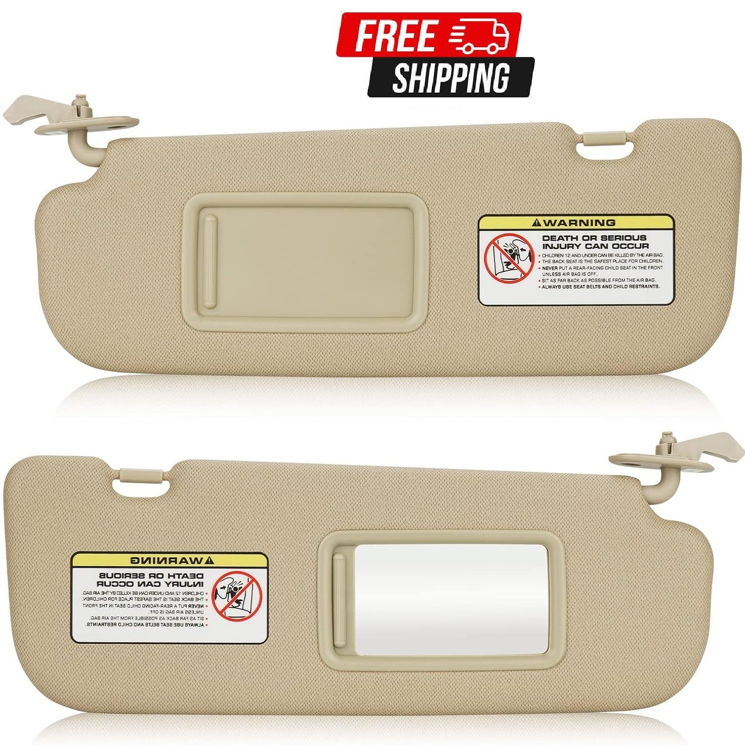 Left Driver & Right Passenger Sun Visor Beige Left Driver & Right Passenger Side