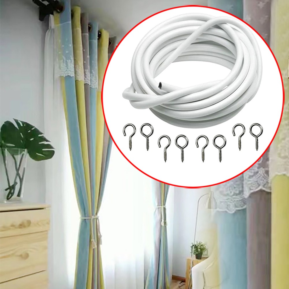 Window Cord Cable Net Curtain With Wire Eyes & Hooks Various Lengths Available c