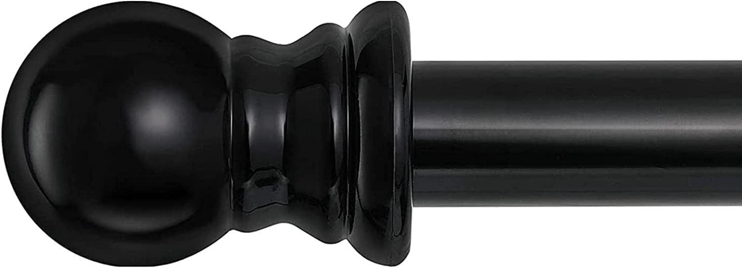 Black Curtain Rods Windows 66 to 144 Inch Long Heavy Duty 1 Inch (3 Brackets)