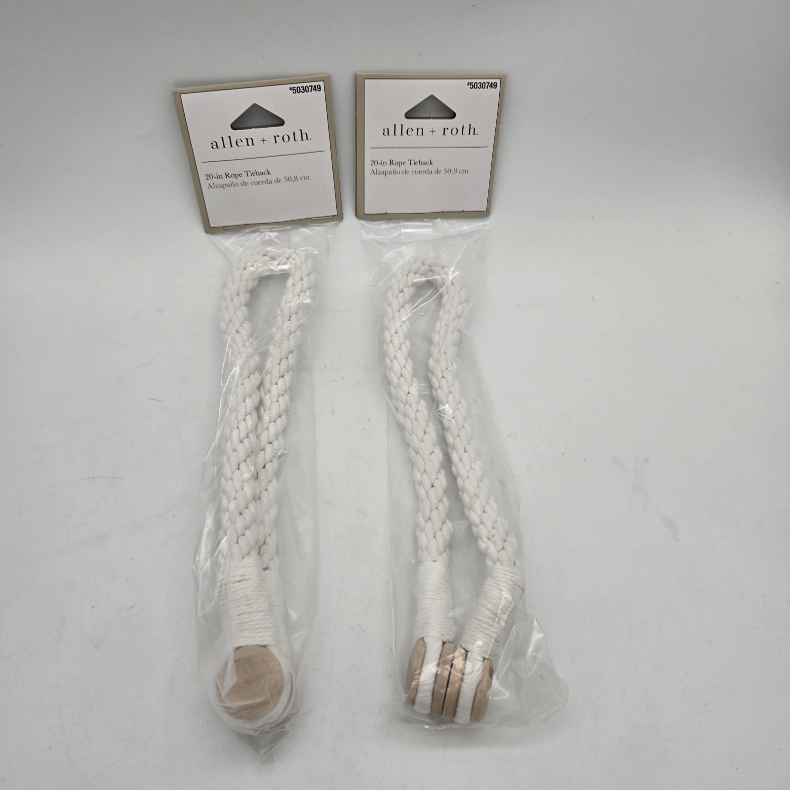 Allen + Roth 20in Antique White Braided Rope Magnetic Tieback #5030749 set of 2