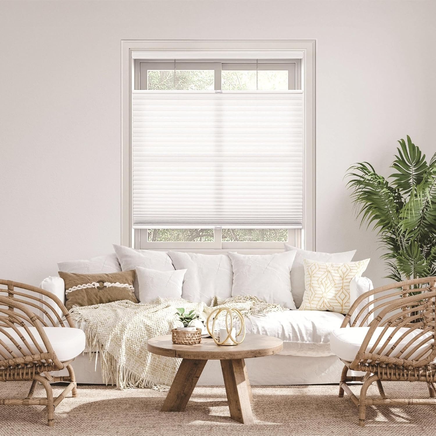 Cordless 1.5″ Light Filtering Cellular Shade, 70″W x 72″H, White
