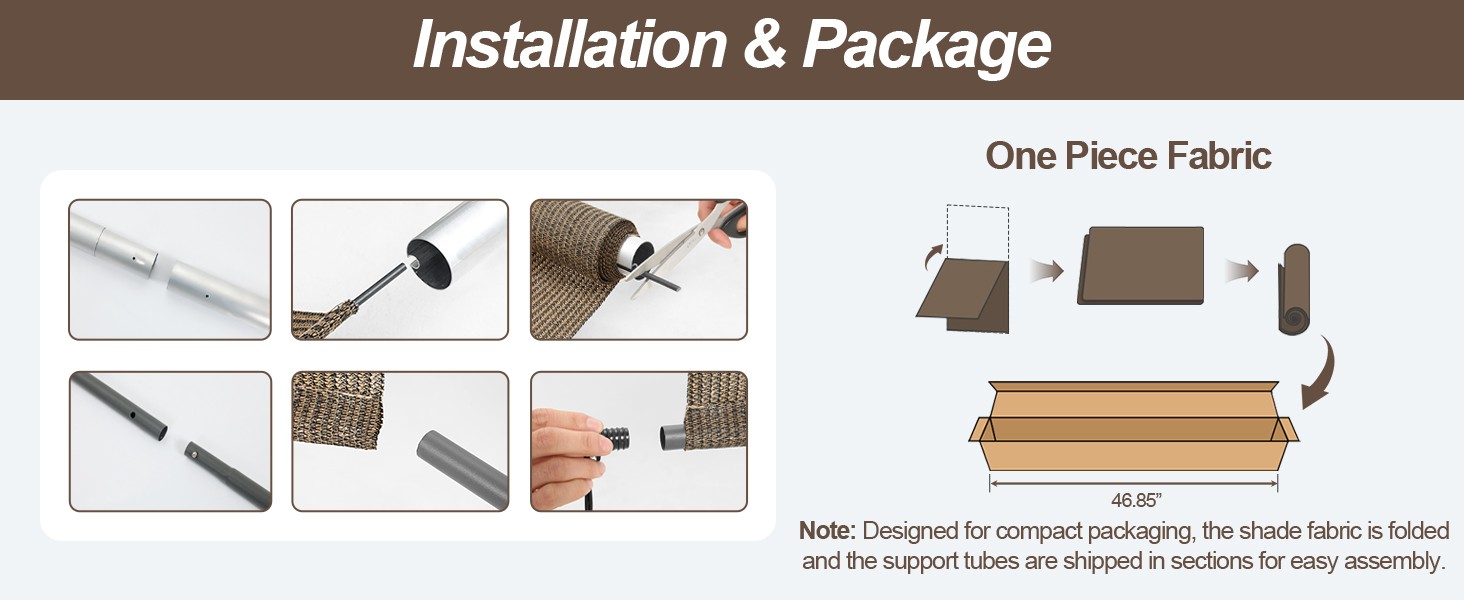 Aoodor Patio Roller Shade 4 x 8 ft HDPE Fabric Outdoor Cordless Roll Up Shade