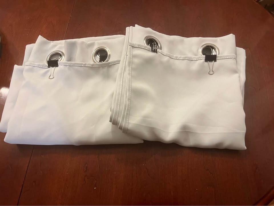 IKEA Black out Curtains White/Beige Drapes – 1 Pair(2 Panels) 98 inch