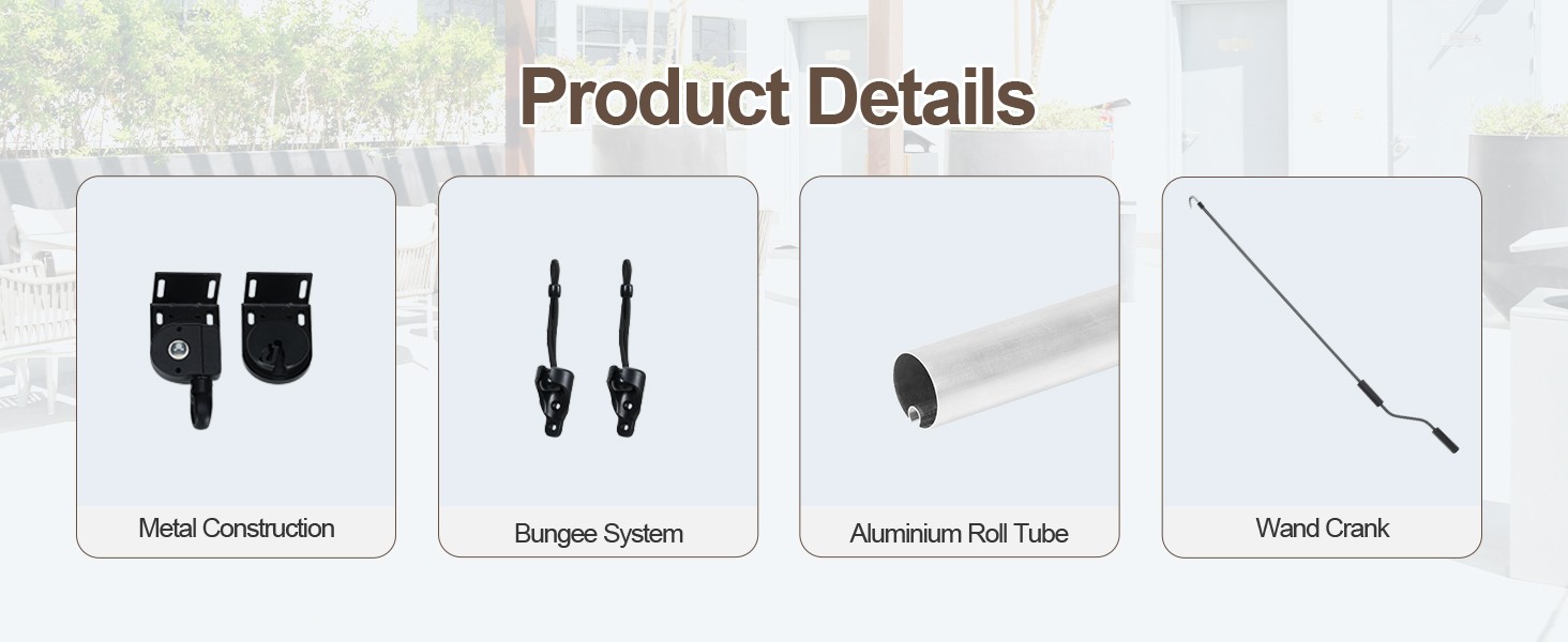 Aoodor Patio Roller Shade 4 x 8 ft HDPE Fabric Outdoor Cordless Roll Up Shade
