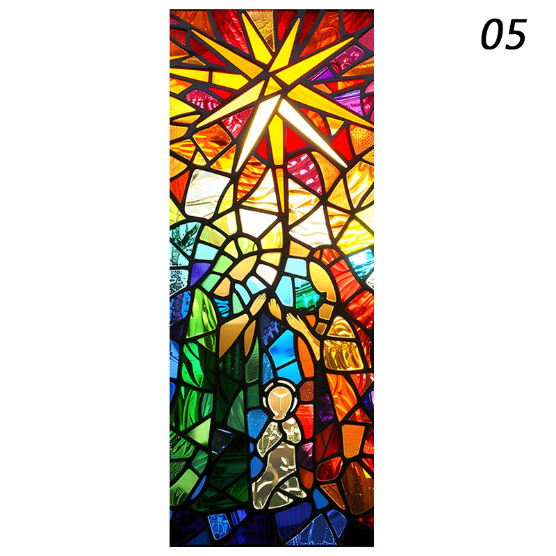 Retro Stained Glass Window Film Privacy Self-Adhesive Window Sticker Frosted NEW