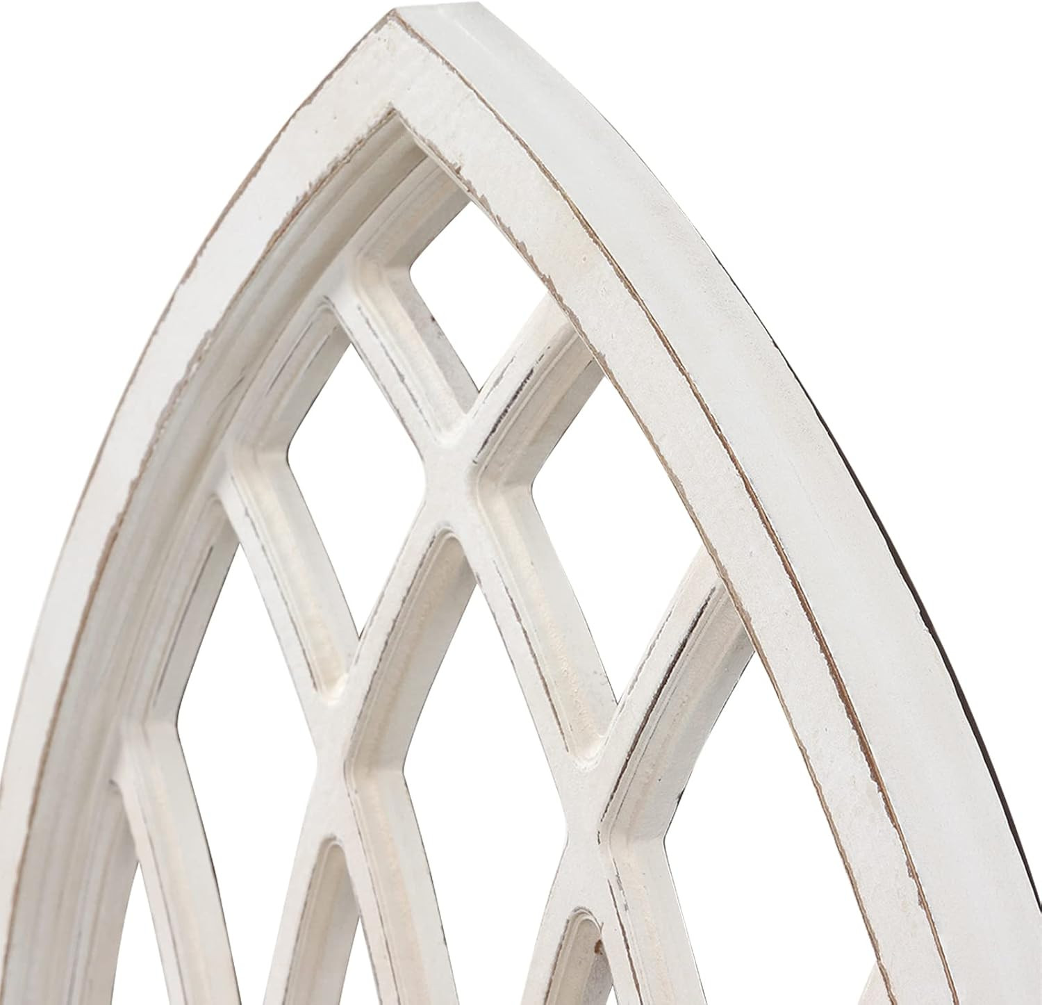Distressed White Rustic Arched Window Frame 20×32 Inch Farmhouse Decor